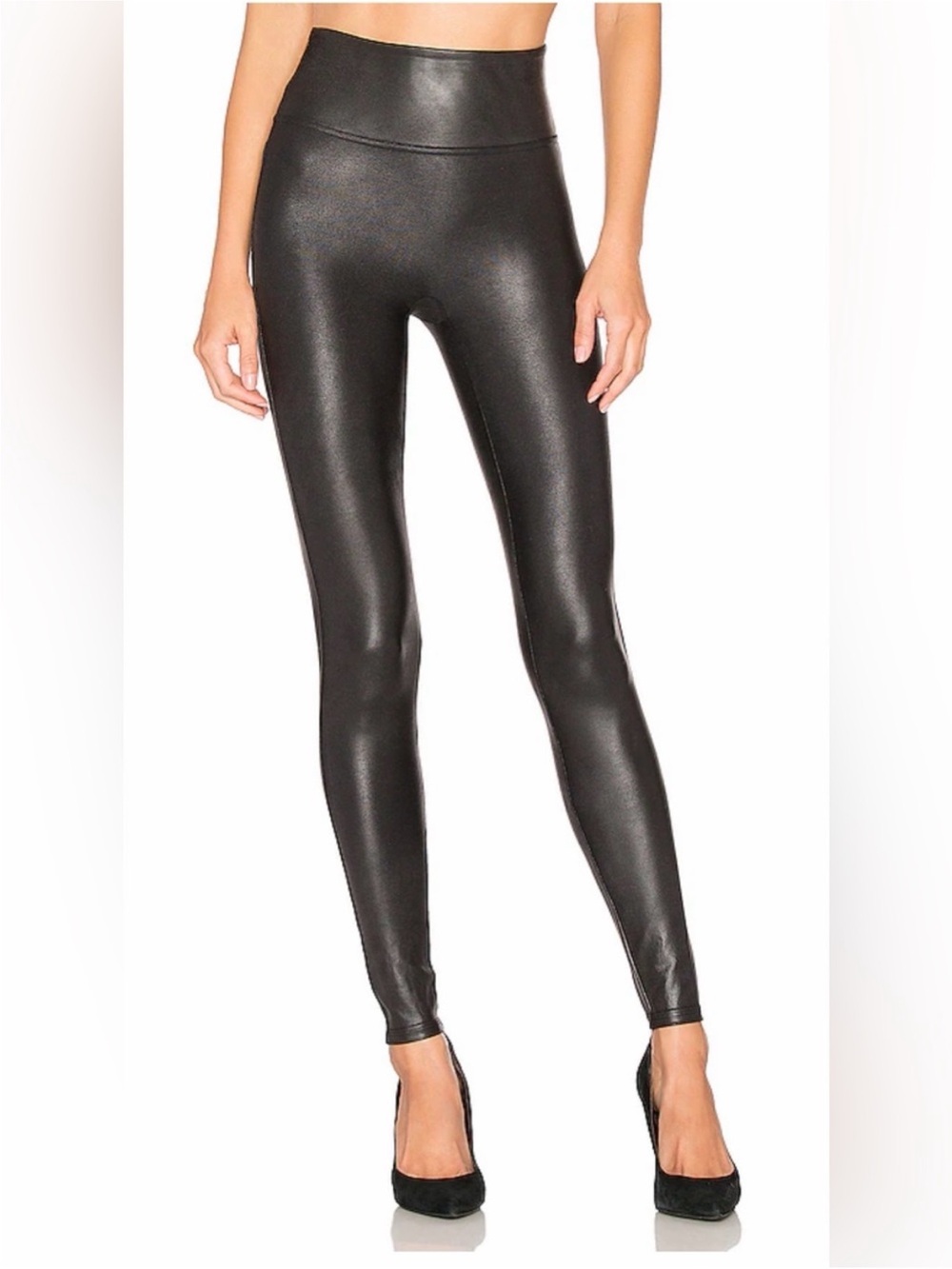 SPANX Faux Leather-Look High-Waist Leggings in Black